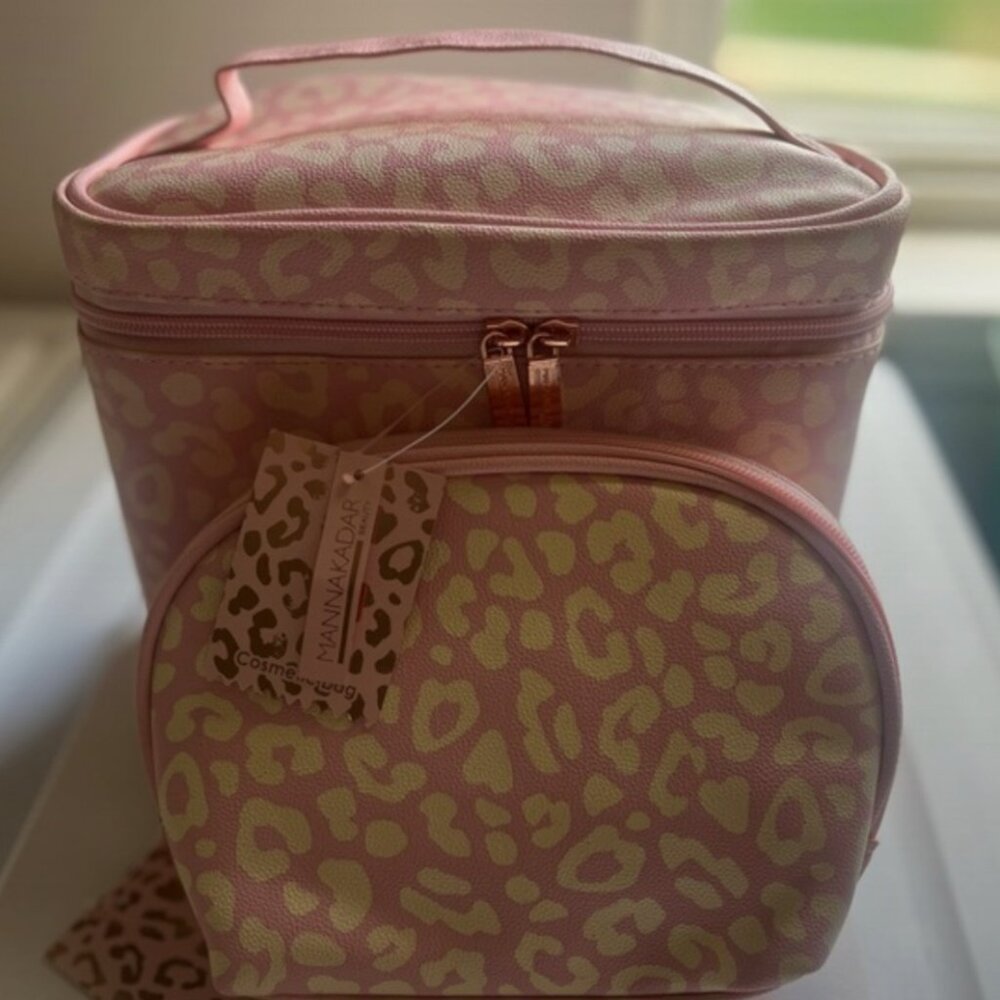 Manna Kadar Pink and Cream Cosmetic Bag